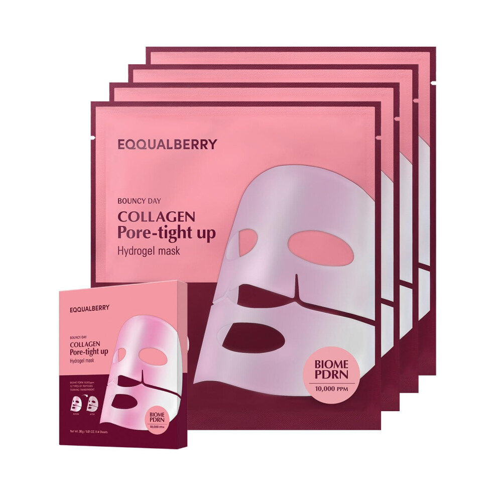EQQUALBERRY Collagen Pore-Tight Up Mask - PDRN & Low Molecular Collagen for Pore Minimizing and Firming | Korean Collagen Face Mask for Glass Ski