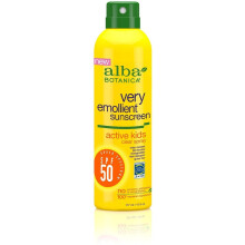 Alba Botanica Kids Solskyddsspray för ansikte och kropp, Tropisk Frukt, SPF 50, Vattenresistent, 5 fl. oz.
