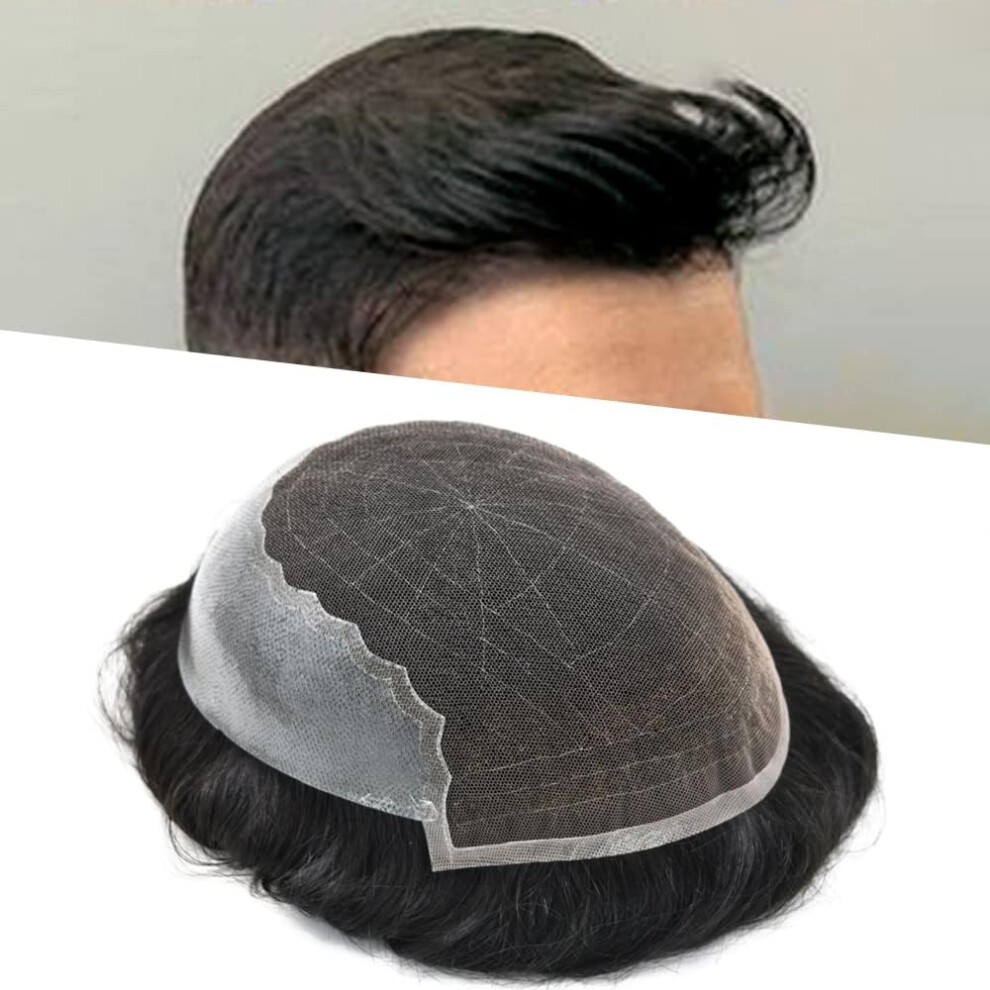 Hair Wonders Unisex Hair Toupee For Men Hair Pieces Swiss Lace Hair System For Men Toupee Human Hair Mens Toupee Hair Replacement Systems Breathable Mens Hairpiece B