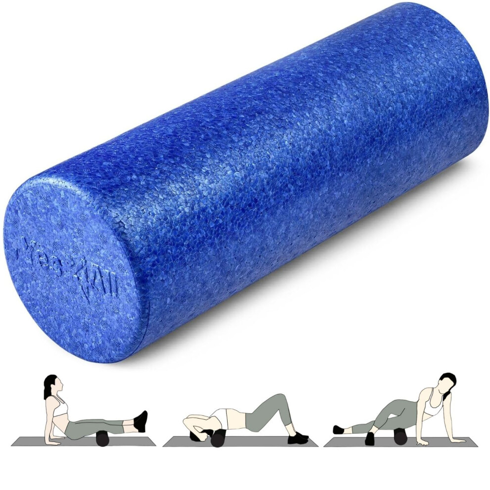 Yes4All High Density Foam Roller for Back Variety of Sizes & Colors for Yoga Pilates - Blue - 18 inch
