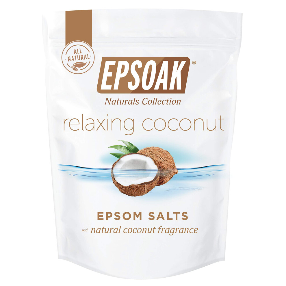 Epsoak Epsom Salt 2 Lb. Magnesium Sulfate Usp. (Qty. 1 X 2Lb. Bag) Natural Coconut Scented Resealable Epsom Salt Bag Made In The Usa Cruelty