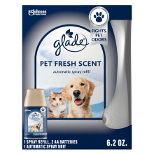 Kit de arranque de recargador de spray automtico de glade Pet Pet Aroma fresco Aire de aire para el hogar para el hogar y el bao 6.2 oz 1 soporte +