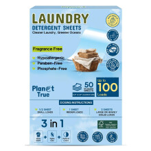 Planet True Fiches de d tergent de linge respectueuse de l'environnement 100 charges (50 feuilles) parfum libres de linge de linge de linge de bl
