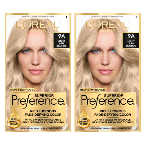 L’Oréal Paris L'Oreal Paris Superior Preference Luminous Dauerhafte Haarfarbe, Heller Aschblond 9A, 1 Haarfärbung