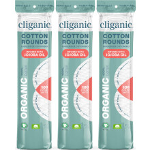 Cliganic Organic Cotton Rounds - Jojobaolie Infunderet (300 Count) - Makeup Remover Pads Hypoallergenisk fnugfri | 100% ren bomuld