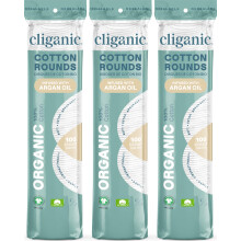 Cliganic Organic Cotton Rounds - Argan Oil Infunded (300 Count) - Makeup Remover Pads Hypoallergenisk fnugfri | 100% ren bomuld
