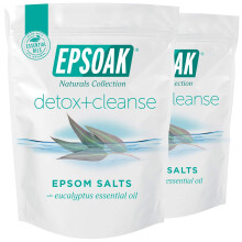 EpSoak Epsom Sale Detox + Cleanse - 4 libbre. (Qty. 2 x 2 libbre) sali da bagno con oli essenziali naturali