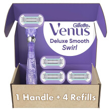 Gillette Venus Deluxe Smooth Swirl Cabo de barbear feminino + 4 recargas de lmina Cabo flexvel e cabea giratria