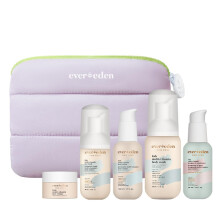 Conjunto de viagem Evereden Kids: conjunto de cuidados com a pele limpo e vegano de 5 peas para crianas | Conjunto multivitamnico para cuidado