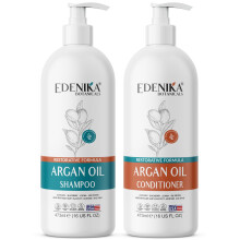 Edenika Botanicals Argan Oil Shampoo & Conditioner met biotine en zijde eiwit Deep Hair Hydraterend en voedende sulfaatvrije reparaties droog en