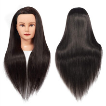 Training Head 26-28 inch Mannequin Head for Hair Styling - Synthetic Fiber Hair, Cosmetology Doll Head, Free Clamp, 6RB1711LB0220