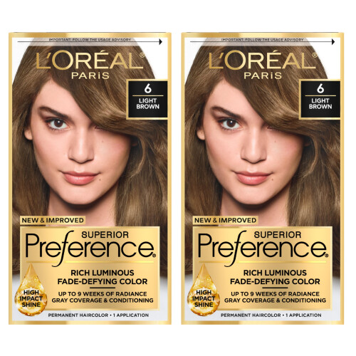 L’Oréal Paris L'Oreal Paris Superior Preference Luminous Färbung, Dauerhafte Haartönung, Hellbraun 6,1