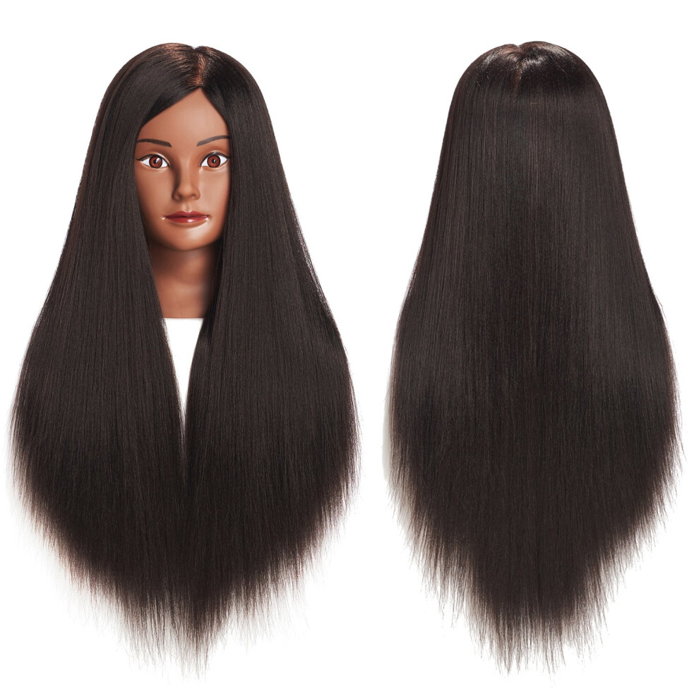 Training Head Traininghead 26""""-28"""" Mannequin Head Hair Styling Training Practice Head Manikin Cosmetology Doll Head Synthetic Fiber Hair Hairdressing Trainin