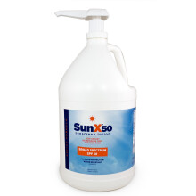 CoreTex Sun X 50 SPF lozione solare ad ampio spettro - caraffa da 1 gallone e flacone con pompa di parabeni ossibenzone ottinoxato e crema solare