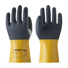 LANON PVC Kemikaliehandskar, Tjocka Gummihandskar, Tungt Arbete, EN 374/388, Syra, Alkalier och Olja, XXL