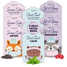 SpaLife Holiday Gift Tags Pack Facial Sheet Masks - Skin Care Mask Kosteuttava ja Kosteuttava Variety Pack - Kauneudenhoitonaamiot naisille Spa Face