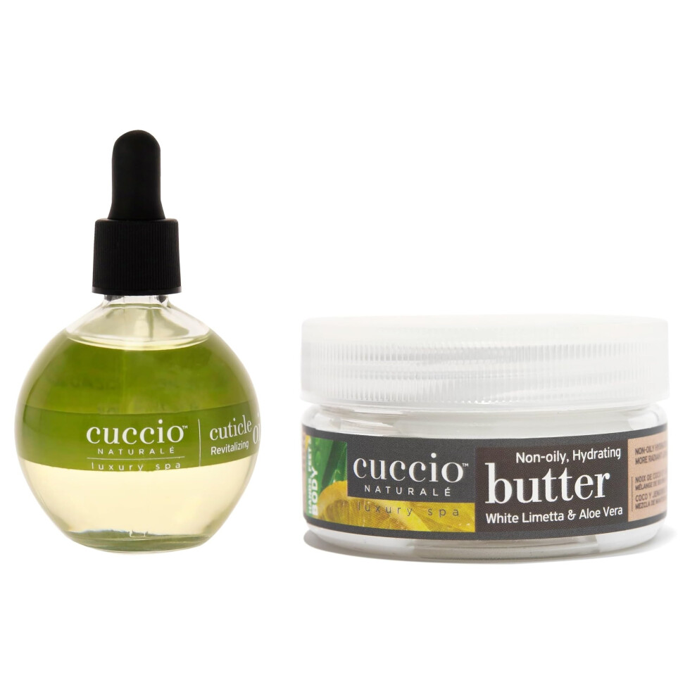 Cuccio Full Hand Treatment - Cuticle Oil 2.50 Oz and Butter Blends Moisturizing Scented Body Cream  8 Oz (White Limetta & Aloe Vera)-image-OPC-PHXTMC5-NEW