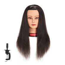 20-22"""" 100% echt haar mannequin hoofd trainingshoofd cosmetologie oefenpop hoofd poppenhoofd met gratis klem (natuurlijk zwart)