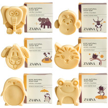 ZAAINA Sabonete Natural para Crianças, Hora do Banho Divertida, Formatos de Animais, Feito à Mão nos EUA - 3 Pack (Macaco, Pinguim)