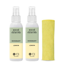 MOXE Yoga Mat Cleaner Spray Rosemary & Lemon Essential Oil Safe for All Mats & Exercise Equipment Odor & Sweat Protection Includes Microfiber