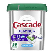 Cascade Platinum + Oxi Dishwasher Pods Dishwasher Detergent Dish Detergent Soap Fresh 59 Count