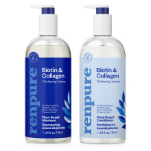 Set Shampoo e Balsamo Renpure Biotin & Collagen, a Base Vegetale - Nutrienti per Capelli Più Spessi
