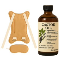 Castor Oil Pack Wrap Organic - Castor Oil Pack Kit Belly Button Cotton for Stomach Liver Detox Neck Abdomen Waist - Organic Cold Pressed Unrefine