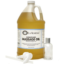 La Almona - Ultimate Glide Massage Oil 1 gallone con pompa di erogazione e bottiglia da 4 once