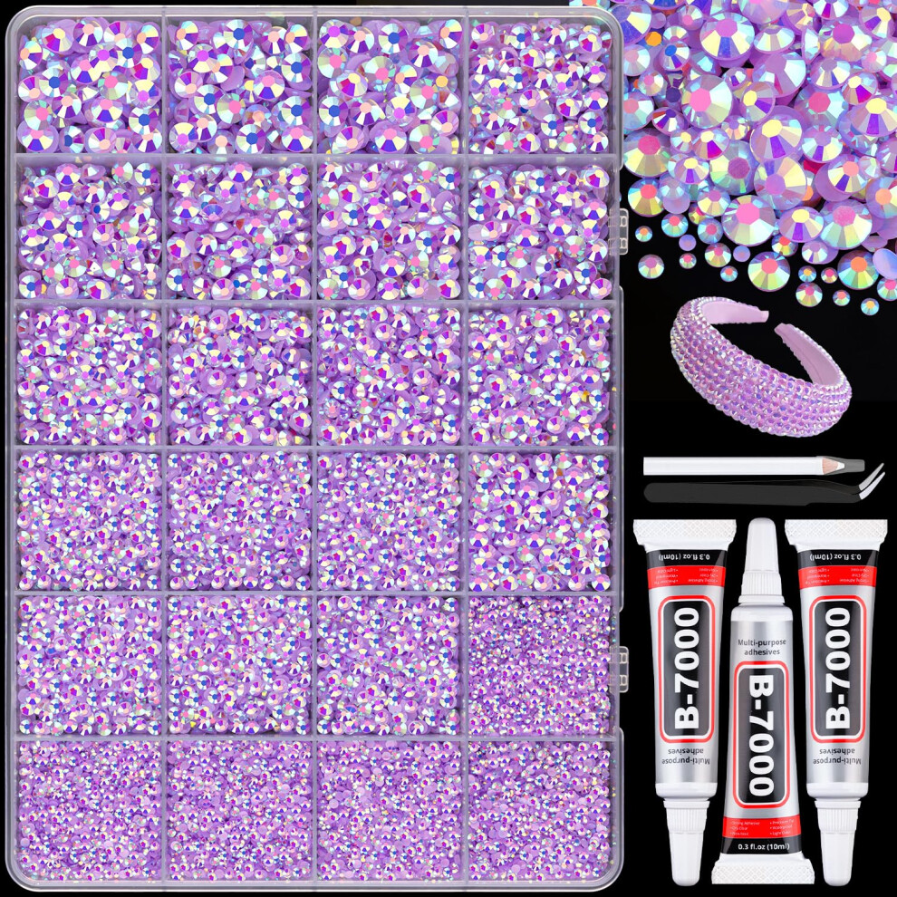 25000 St Ck Harz-Strasssteine Mit B7000-Schmuckkleber Zum Basteln, Lavendel-Lila Ab, 2 6 Mm, Nicht Hotfix-Flatback-Edelsteine, Schillernder Krist-image
