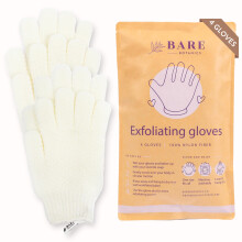 Bare Botanics 4 Pack White Exfoliating Gloves for Shower | 100% Nylon Fibers | Exfoliating Bath Gloves for Shower Exfoliating | Shower Gloves & D