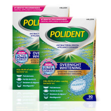 Polident Overnight Whitening Antibakterielle Reinigungstabletten f   r Zahnspangen, 90 St   ck (2er-Pack)