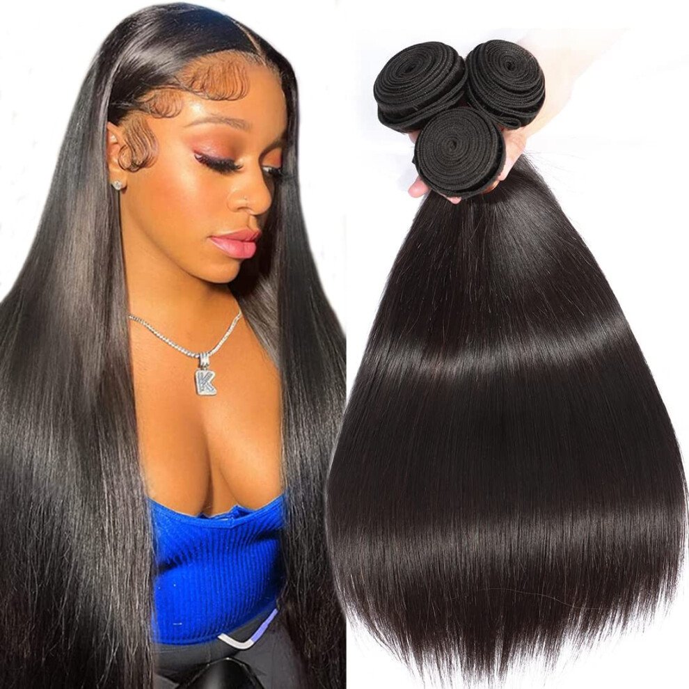 Angie Queen Brazilian Virgin Hair Straight Hair 3 Bundles Weaves 18 20 22Inch 100% Unprocessed Virgin Human Hair Extensions Hair Weaves Weft Natu
