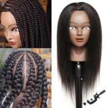 Mannequinhoofd met echt haar voor vlechten 100% echt haar Mannequinhoofd Cosmetologie met haar Poppenhoofd voor haarstyling Gratis tafelmannequin