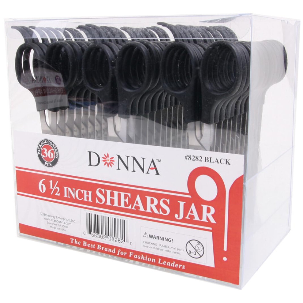 Donna 6.5" Stainless Blade Black Shears Barber Hair Cutting Scissors Sharp Blades Hairdresser Haircut, Fabric Scissors Tailor Sewing Shears, Scissors