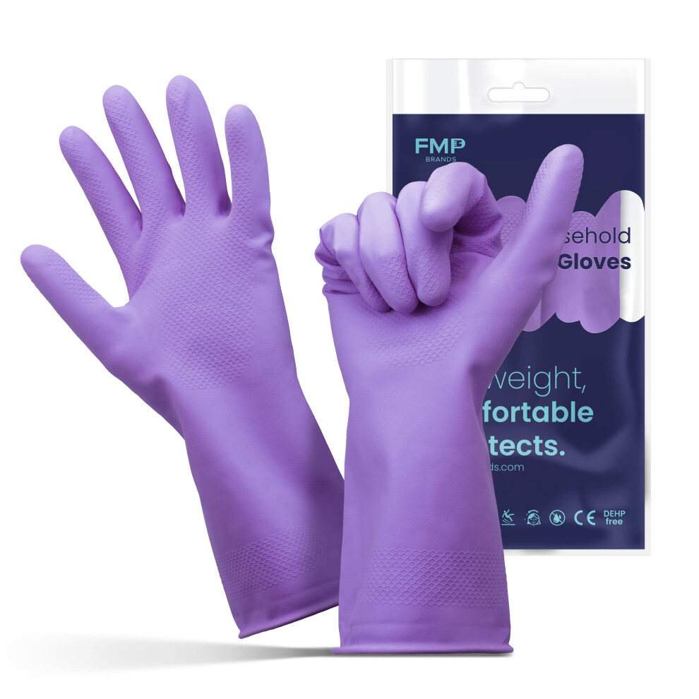 FMP Brands 3 Pairs Dishwashing Gloves - 12 Inches Large Rubber Gloves  Purple Kitchen Gloves  Long Dish Gloves for Household Cleaning  Gardening-image-OPC-PHXTNB6-NEW