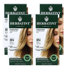 Herbatint Permanentes Haarfrbegel 8N Hellblond, alkoholfrei, vegan, 100 % Grauabdeckung  4,56 oz (4er-Pack)