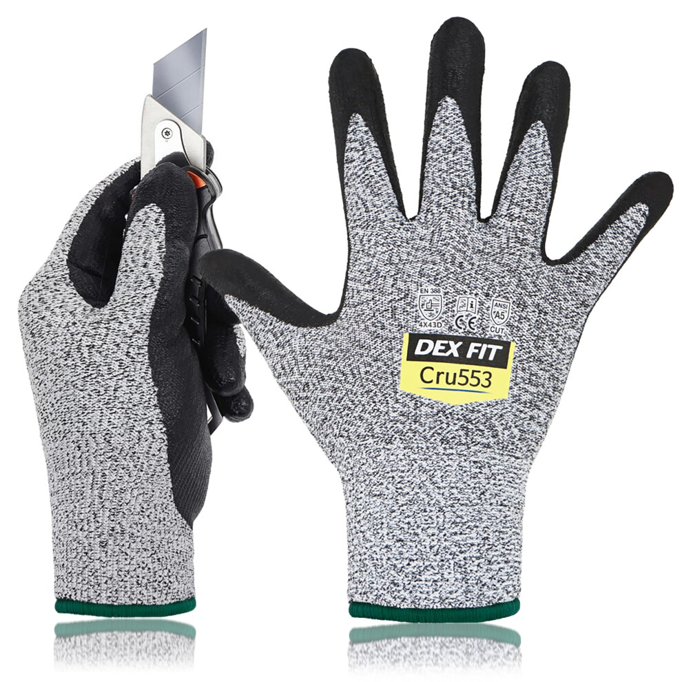 Photos - Safety Equipment DEX FIT Level 5 Cut Resistant Gloves Cru553-3D-Comfort Fit Firm Grip Thin & Lightweight Touchscreen Compatible Durable Breat