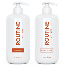 Routine Wellness Shampoo and Conditioner Set for Stronger Hair - Biotin | Color Safe | Sulfate-Free | Vegan | Clinically Tested | Nourishing Oils