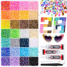 26000Pcs Resin Rhinestones with 3Pcs B7000 Jewelry Glue for Crafting  Multicolors 3mm Non Hotfix Flatback Gems  Bedazzling Crystal for DIY Crafts