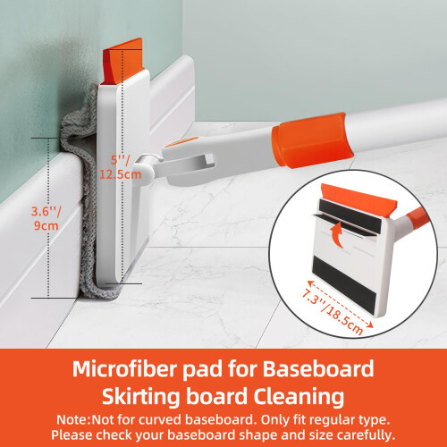 Baseboard Cleaner Tool with Handle  Extendable Long Handle Baseboard Cleaning Duster with Reusable Pads for Floorboard  Ceiling Fan Blade Cleaner 1