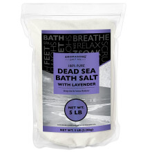 Sale del Mar Morto puro per immergersi con olio essenziale di lavanda naturale al 100% - sale da bagno spa 5 libbre grano fine in pacchetto ricostitu