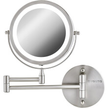 Espelho de maquiagem iluminado para montagem em parede OVENTE 7"""" - Ampliao 1X / 10X Alimentado por bateria Glow Cosmetic Light up giratrio LE
