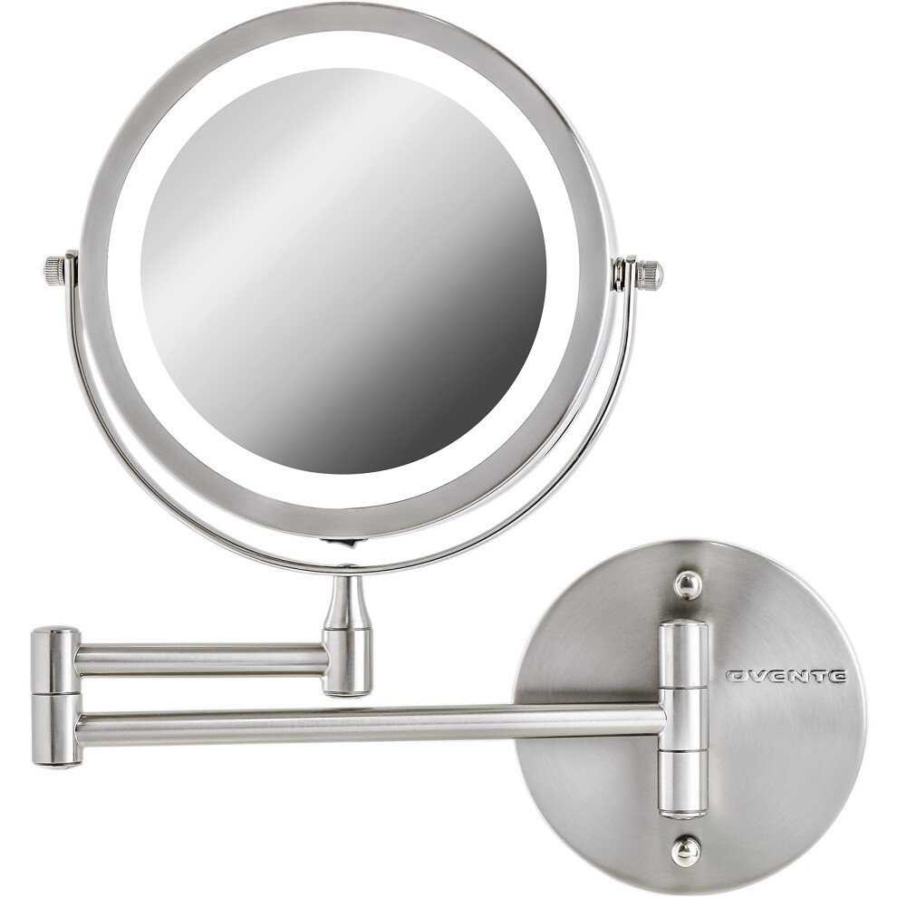 Ovente 7-Calowe Podswietlane Lusterko Do Makijazu Do Montazu Na Scianie - Powiekszenie 1X/10X Zasilanie Bateryjne Glow Kosmetyczne Oswietlenie Ob-image