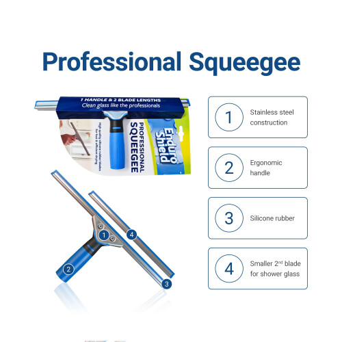 Rodo profissional - Lminas de borracha de silicone de qualidade premium com ala ergonmica para limpeza sem riscos - Perfeito para portas e gra 2