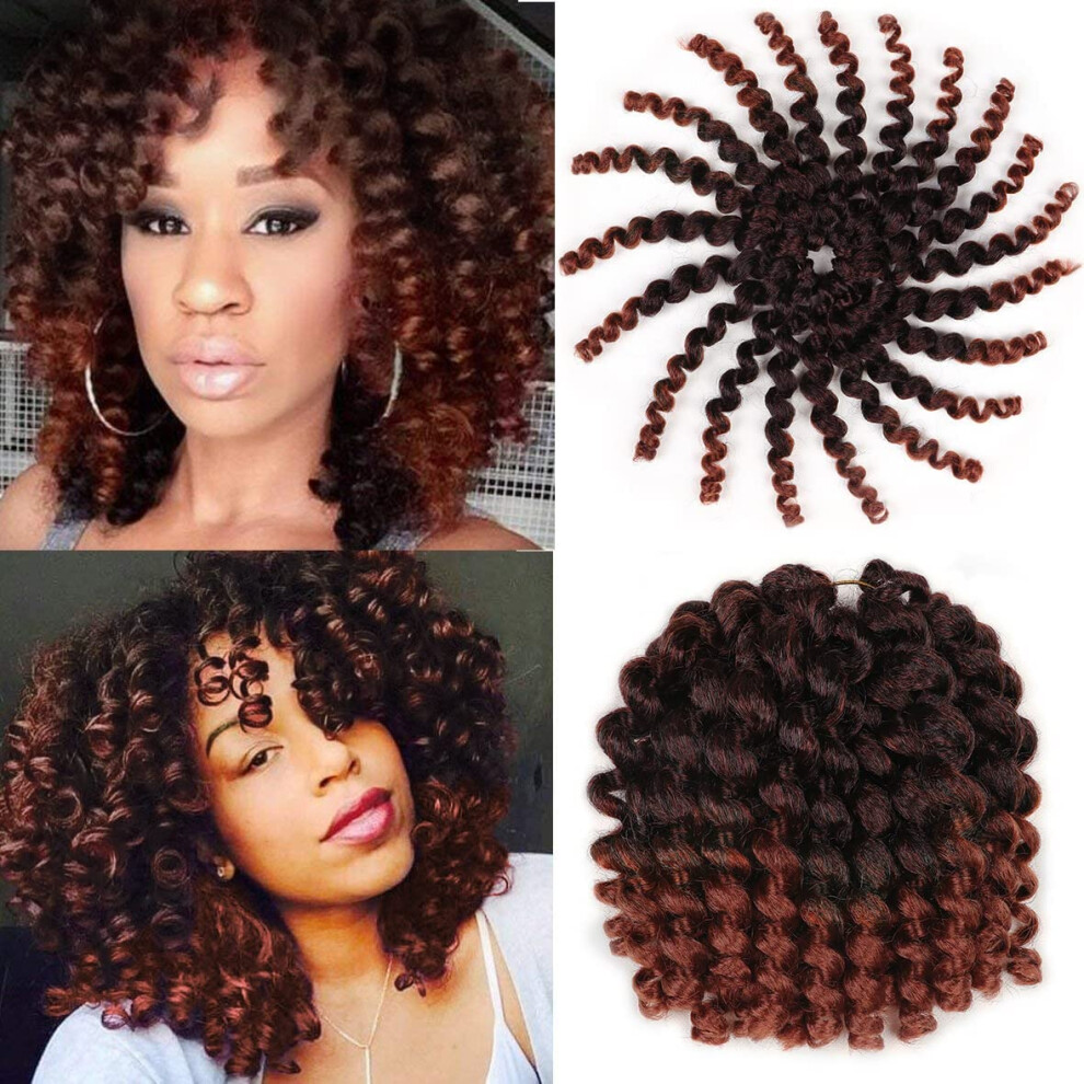 Xtrend Unisex 5 Packs Wand Curl Hair 8Inch Jamaican Bounce Synthetic Crochet Twist Braids Hair Extension 20Strands/Pack Hair (1B/350# 5Packs/Lot)
