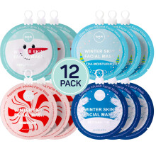 Spalife winterhuid gezichtsmasker 12 tellen set - doordrenkt met 4 huidminnende ingredinten - hydraterende en hydraterende plaatmaskers - verjon