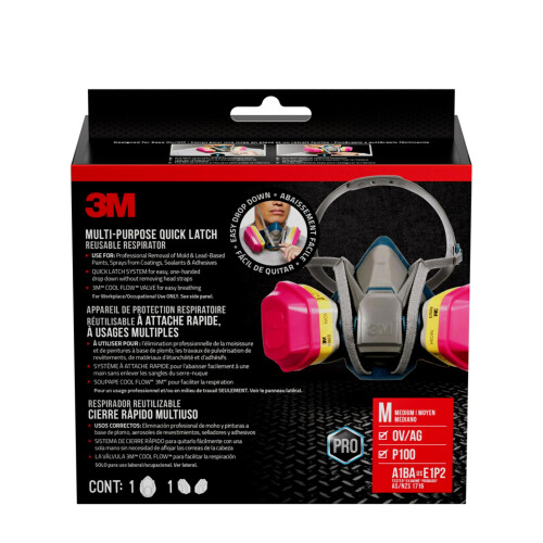 3M 3M - 65023QLHA1-C Pro MultiPurpose Respirator with Quick Latch, Medium 1
