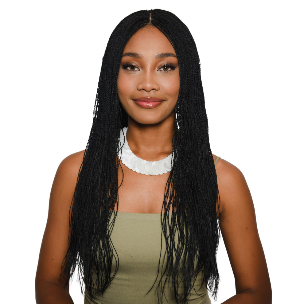 Jbg Services Store 22-Inch Micro Million Twist Braided Wig - Light, Ultra Braid Wigs For Black Women With Glueless Front Lace Closure - No Tangle Synt
