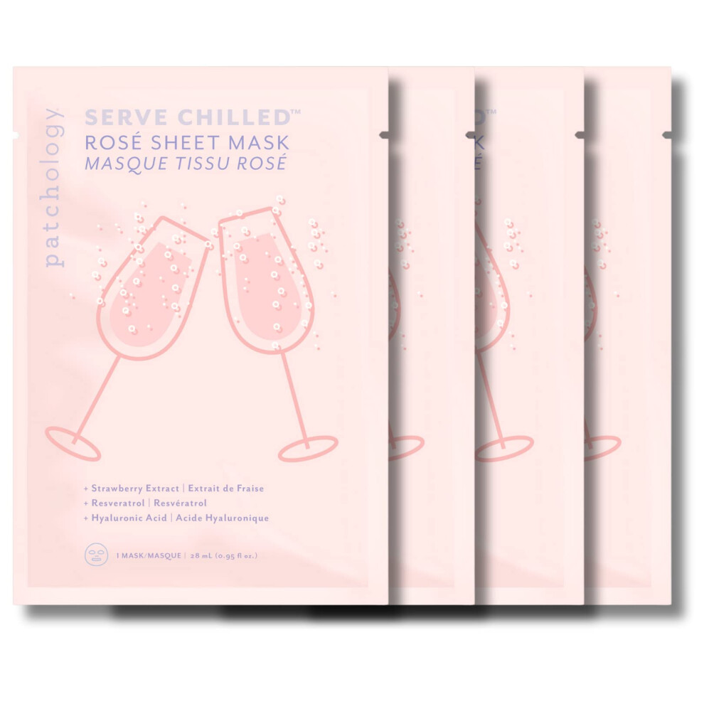 Photos - Facial Mask Patchology Serve Chilled Ros? Facial Sheet Mask with Hyaluronic Acid - Men and Women Face Masks Skincare Sheet for Moisturiz