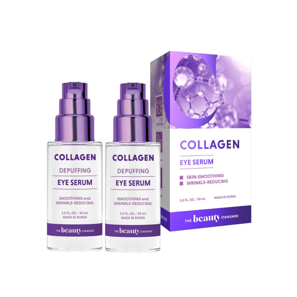 The Beauty Standard Dark Collagen & Hyaluronic Acid Under Eye Serum - Reduces Puffiness Circles & Wrinkles Hydrating - Dermatologist Tested Ko